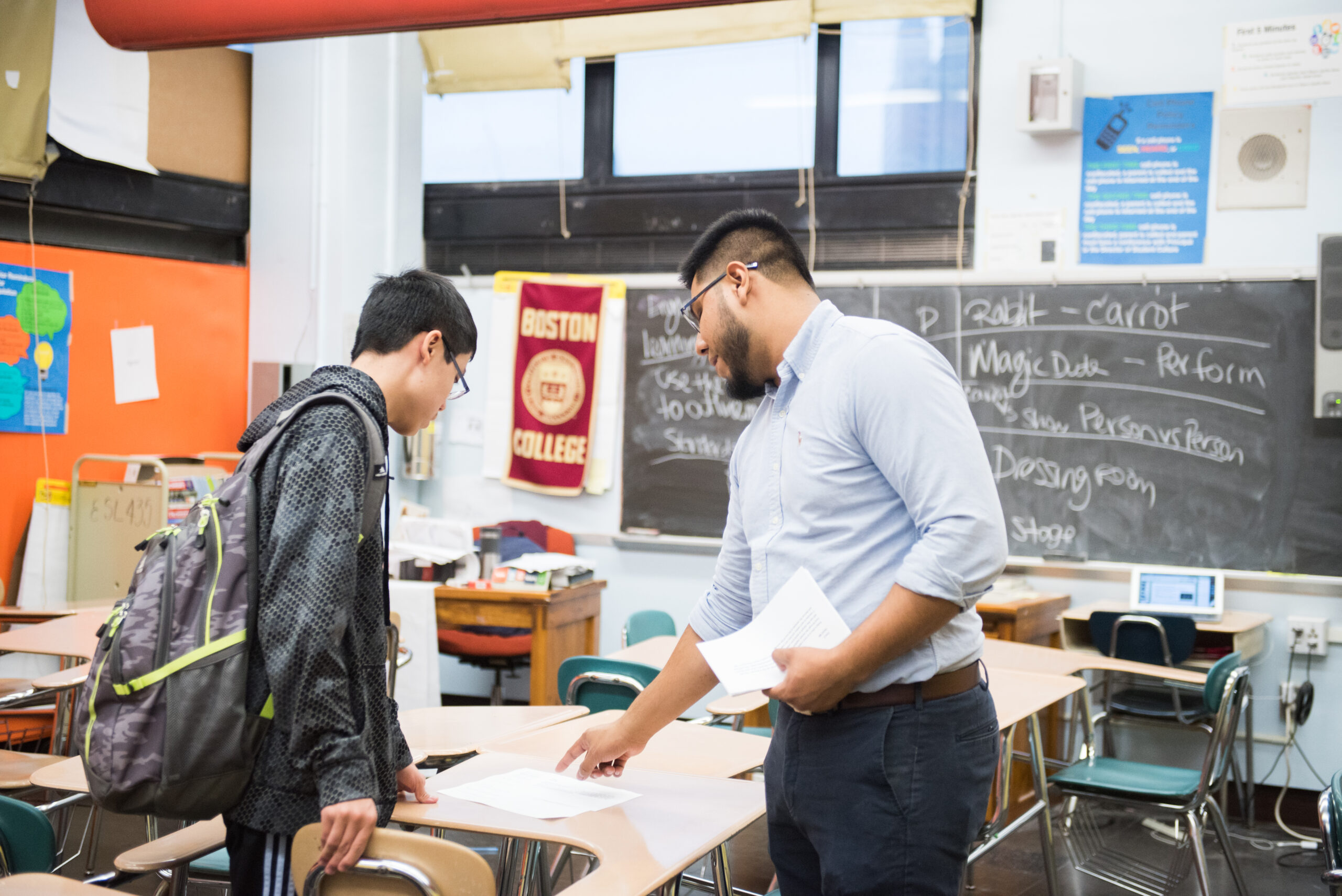 high school student and teacher
