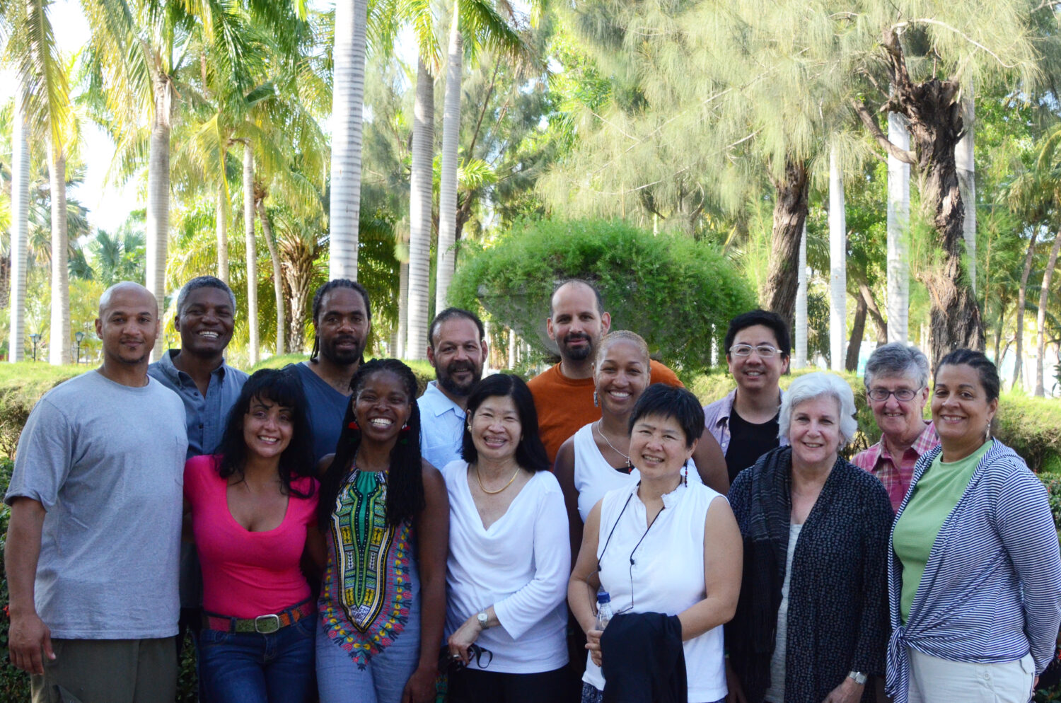A group of Barr Fellows gather outside.