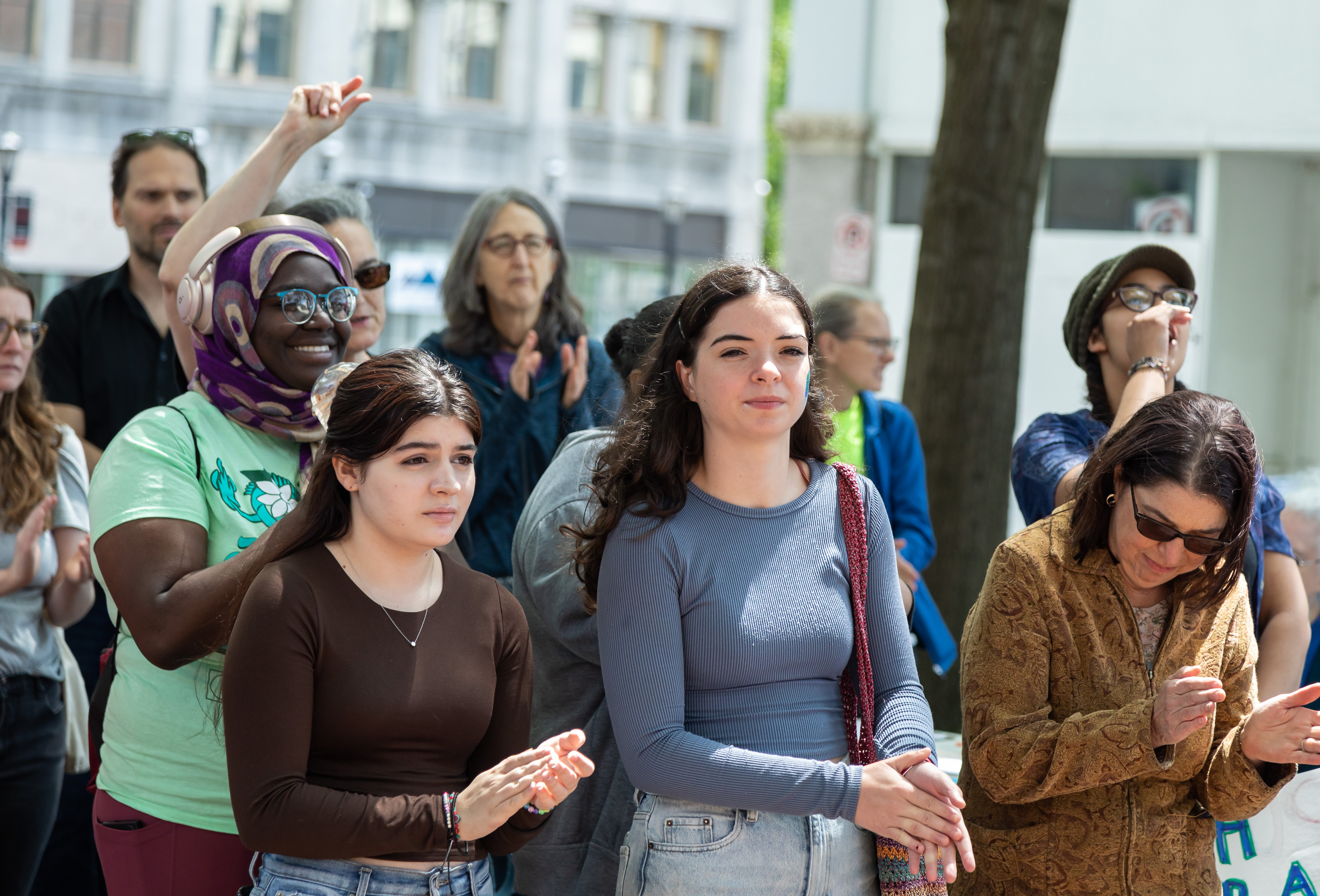Citzens rally downtown.