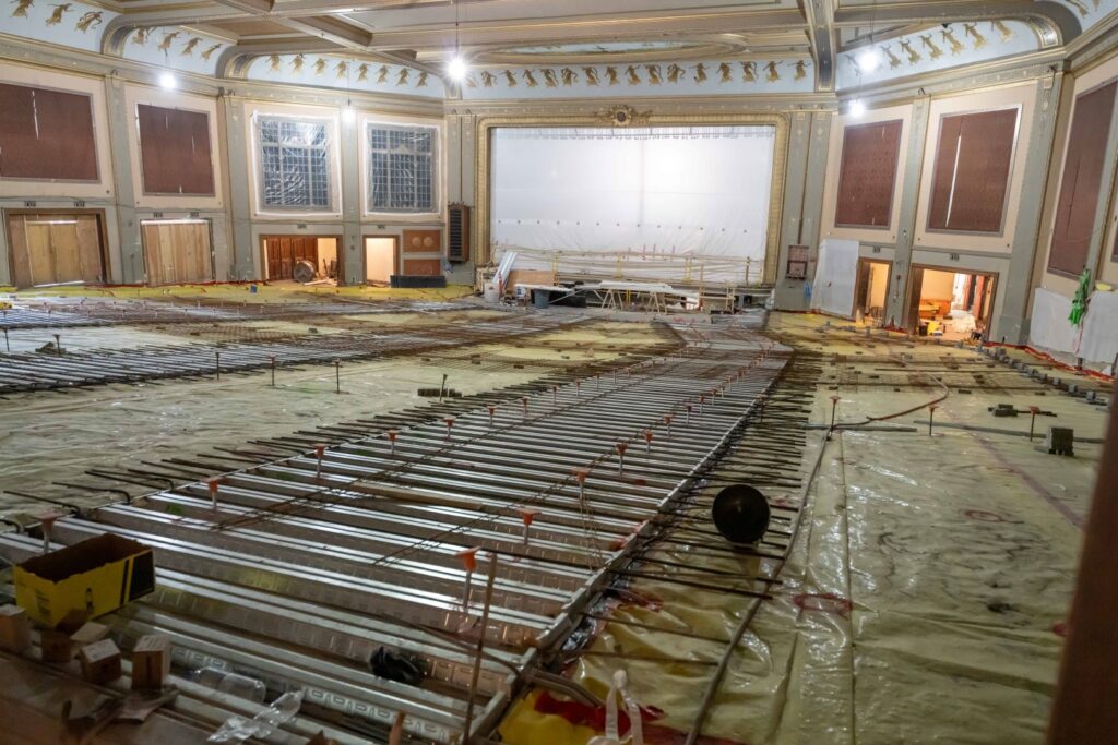 Gut renovations in progress at the Zeiterion Theatre.