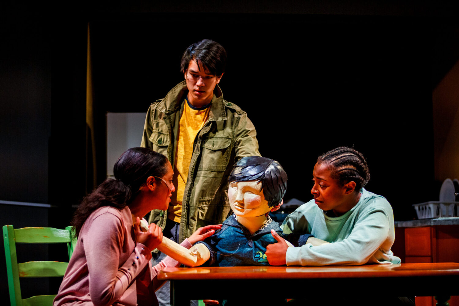 Actors during a scene from Wolf Play, at Company One Theatre