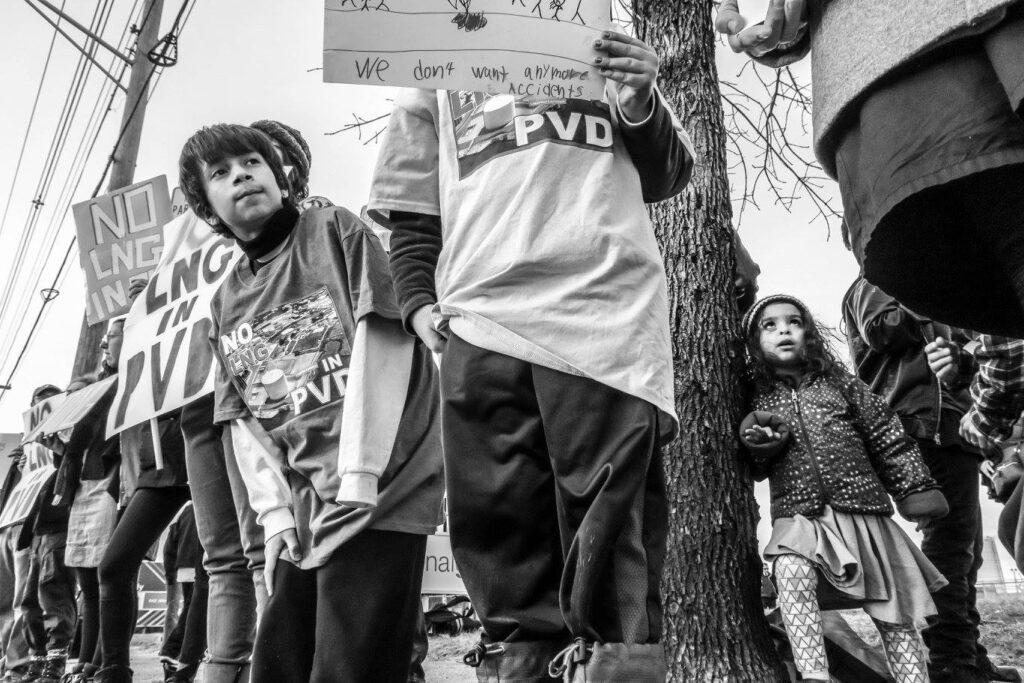 Protesters gather to speak out against environmental racism.
